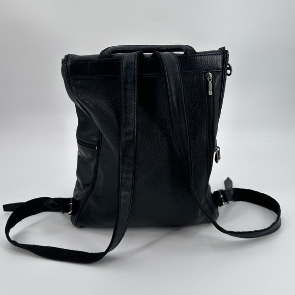 Longchamp Black Leather Le Foulonné Backpack Bag - Picture 10 of 11